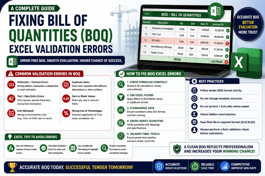 BOQ Excel Validation Error in Tenders: The Complete Fix Guide for GeM, CPPP & State Portals