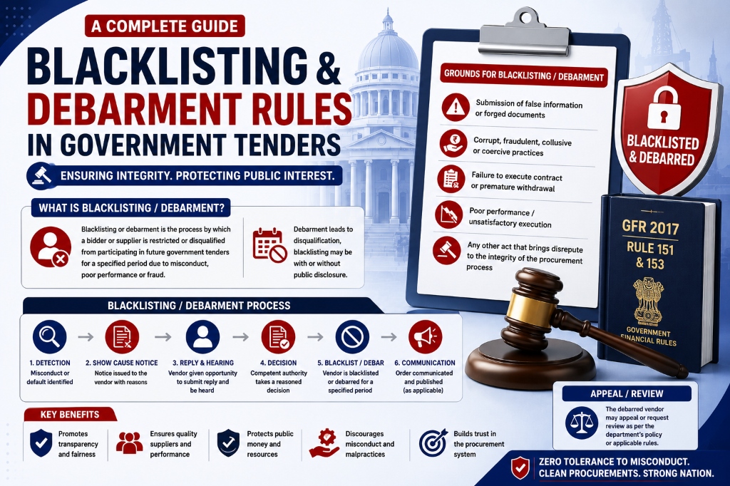 Debarment & Blacklisting in Government Tenders: The Complete GFR 2017, GeM Incident Policy & Legal Remedies Guide