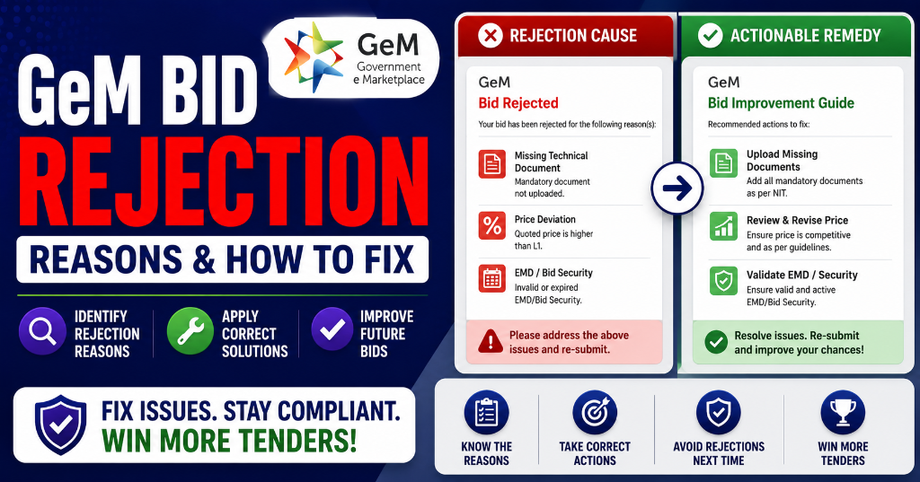 GeM Bid Rejection Reasons & How to Fix Them 2026: Complete Guide for Government e-Marketplace Sellers