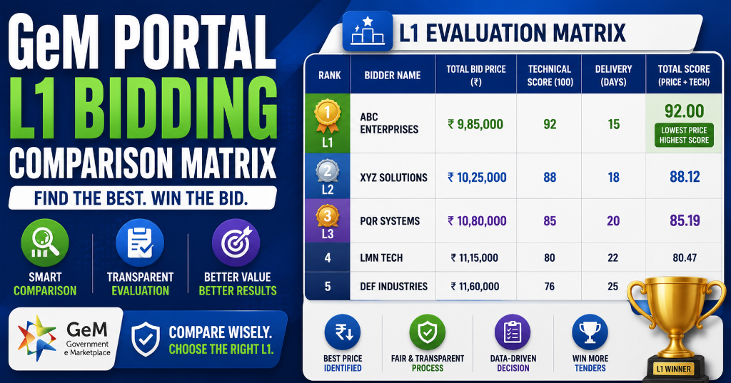 Decoding the GeM L1 Bidding & Automated Comparison Matrix: How the Algorithm Ranks Your Bid (2025 Seller's Guide)