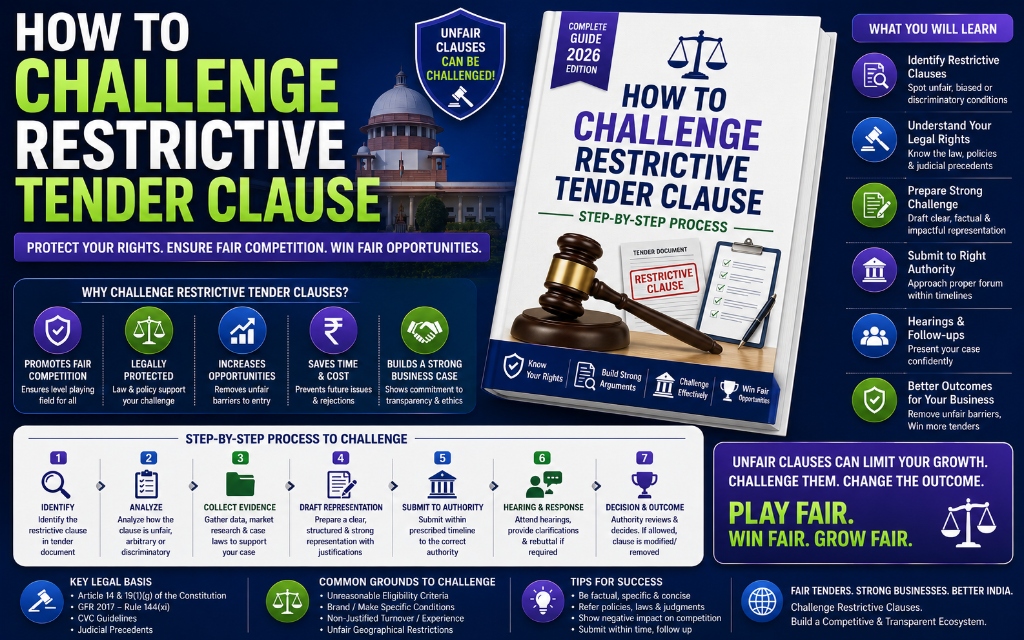 How to Challenge Restrictive Tender Clauses in India 2026: A Step-by-Step Legal Framework to Fight Brand Favoritism, Turnover Traps & Discriminatory Specifications Under GFR 166